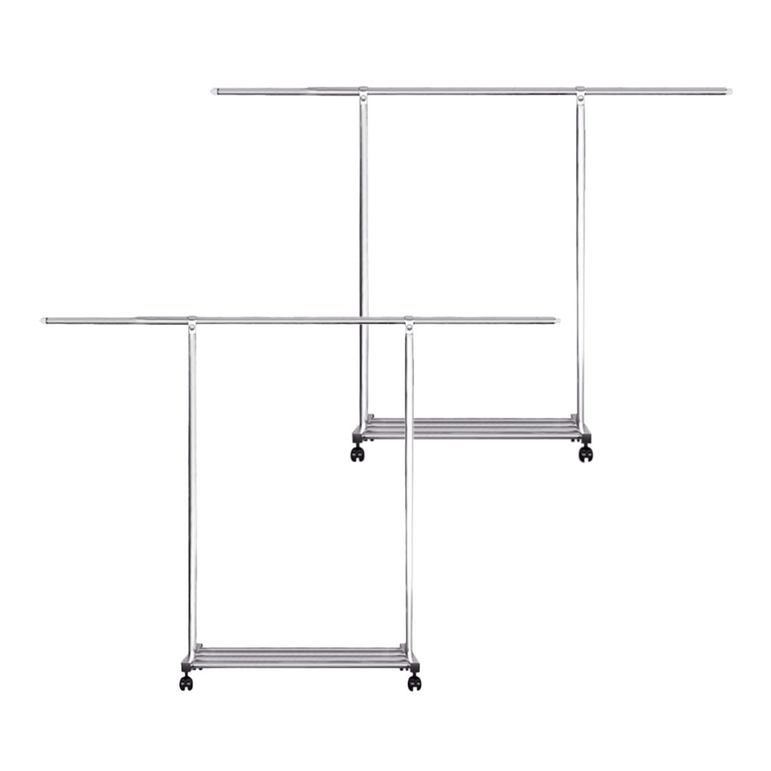 SOGA 2X 200cm Stainless Steel Floor-Standing Clothes Rack - Durable and Space-Saving Laundry Organizer Organizer
