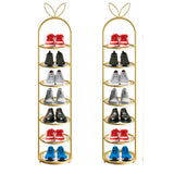 SOGA 2X 7 Tier Bunny Ears Shape  Gold Plated Metal Shoe Organizer Space Saving Portable Footwear Storage Shelf