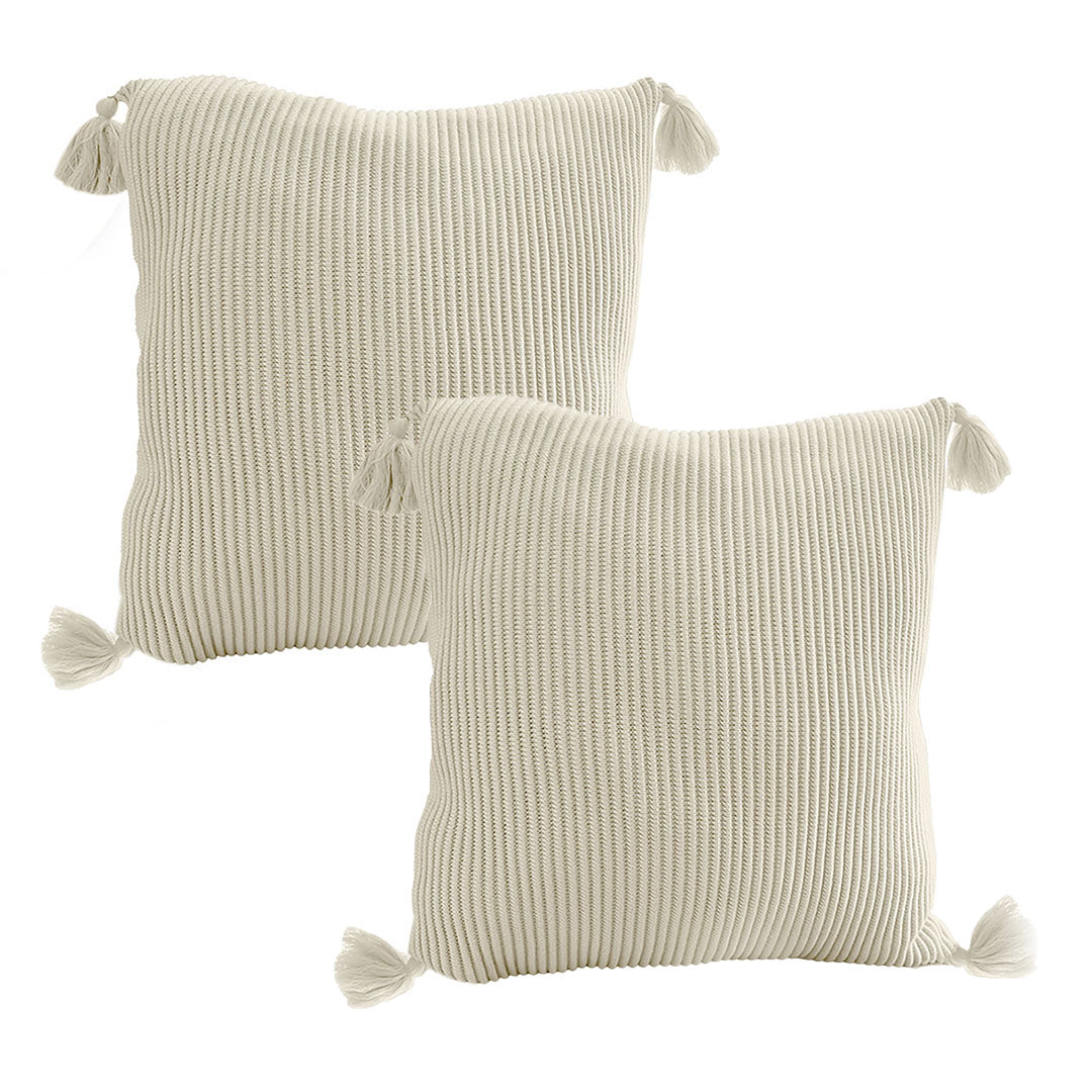 SOGA 45cm Khaki Wabi-Sabi Thickened Cotton Tassel Square  Throw Pillow