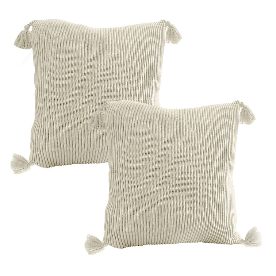 SOGA 45cm Khaki Wabi-Sabi Thickened Cotton Tassel Square  Throw Pillow