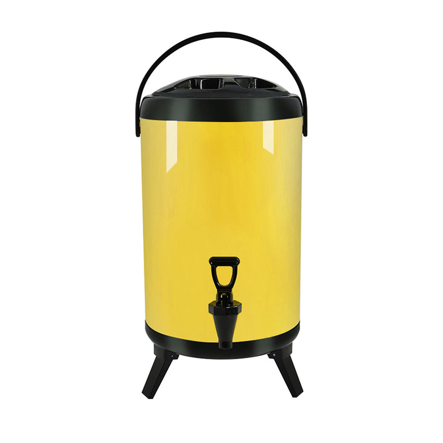 SOGA 10L Stainless Steel Insulated Milk Tea Barrel Hot and Cold Beverage Dispenser Container with Faucet Yellow