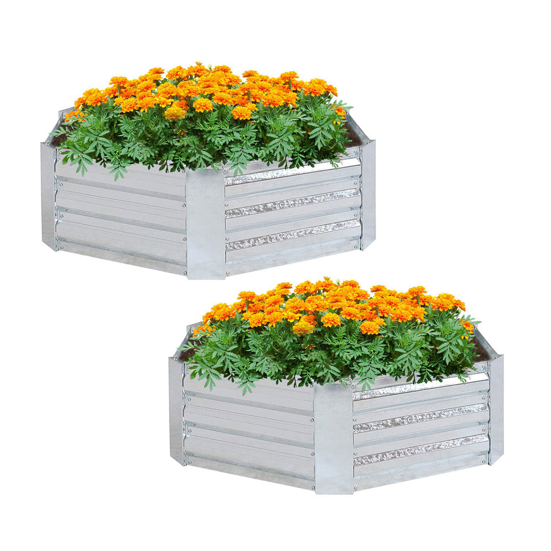 SOGA 2X 60cm Hexagon Shape Galvanised Raised Garden Bed Vegetable Herb Flower Outdoor Planter Box Box