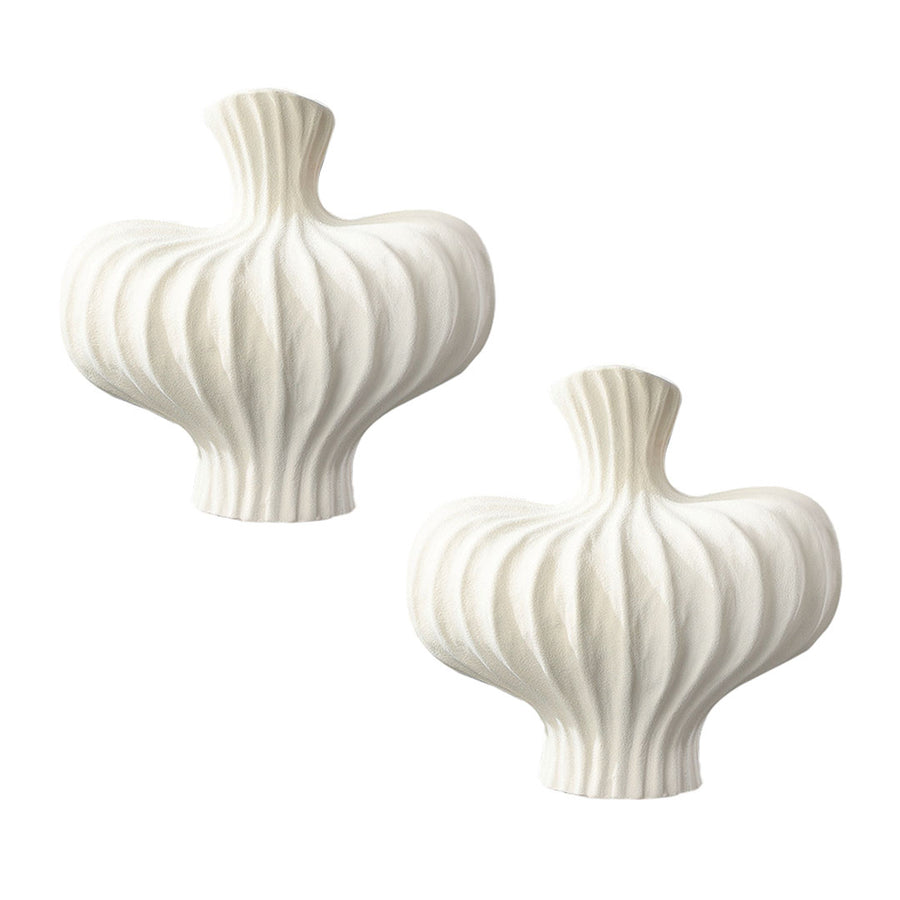SOGA 2X 25X24cm Small Matte White Ornament Vases Countertop Decoration Accessories Porch Crafts Home Decor
