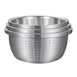 SOGA Stainless Steel Nesting Basin Colander Perforated Kitchen Sink Washing Bowl Metal Basket Strainer Set of 3 3