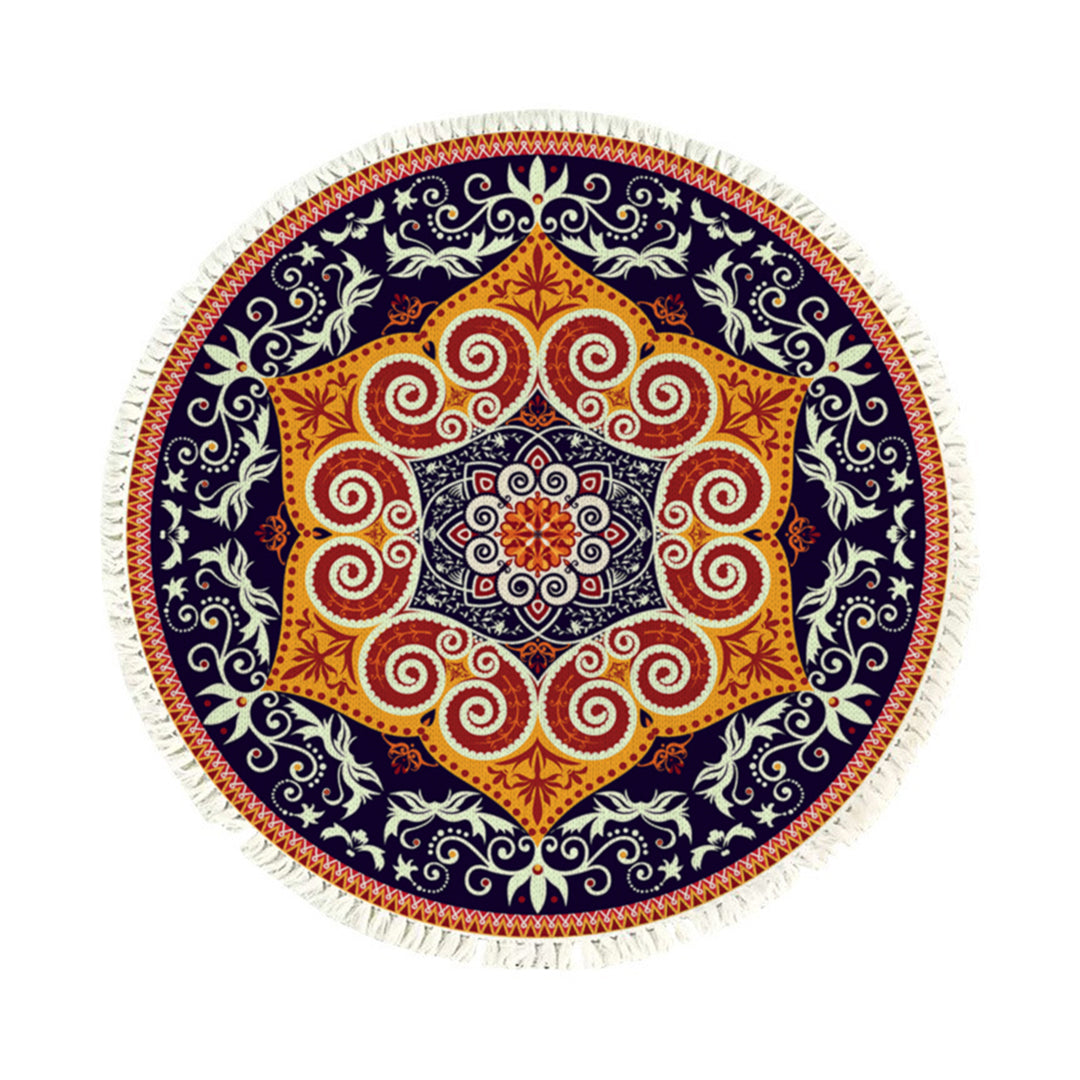 SOGA 90cm Round Mandala Ethnic Style Round Carpet, Anti-slip Doormat, Home Decor