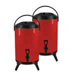 SOGA 2X 8L Stainless Steel Insulated Milk Tea Barrel Hot and Cold Beverage Dispenser Container with Faucet Red