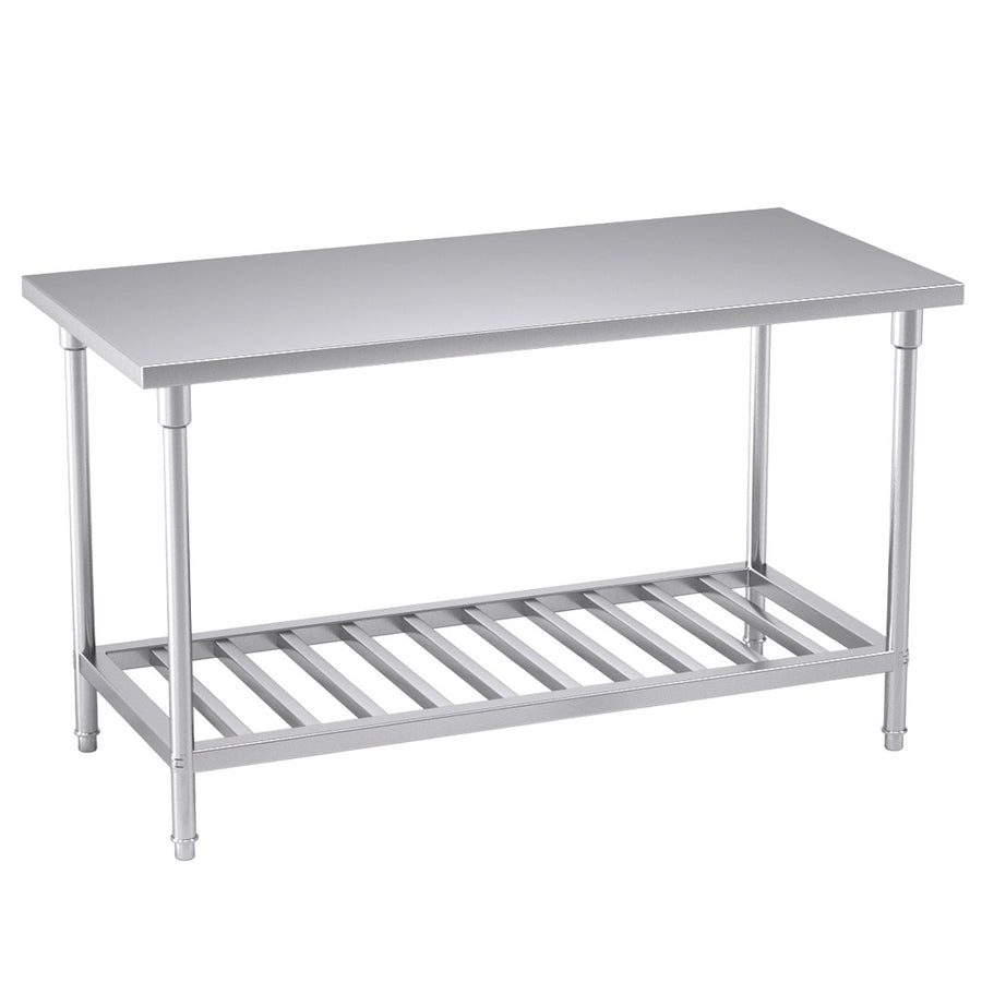 SOGA 150*70*85cm Commercial Catering Kitchen Stainless Steel Prep Work Bench Bench