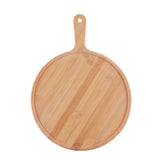 SOGA 6inch Blonde Round Premium Wooden Serving Tray Board Paddle with Handle Home Decor