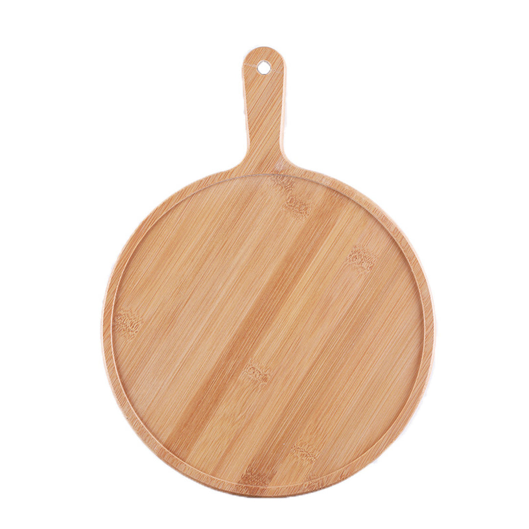 SOGA 6inch Blonde Round Premium Wooden Serving Tray Board Paddle with Handle Home Decor