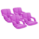 SOGA 4X Foldable Lounge Cushion Adjustable Floor Lazy Recliner Chair with Armrest Purple Purple