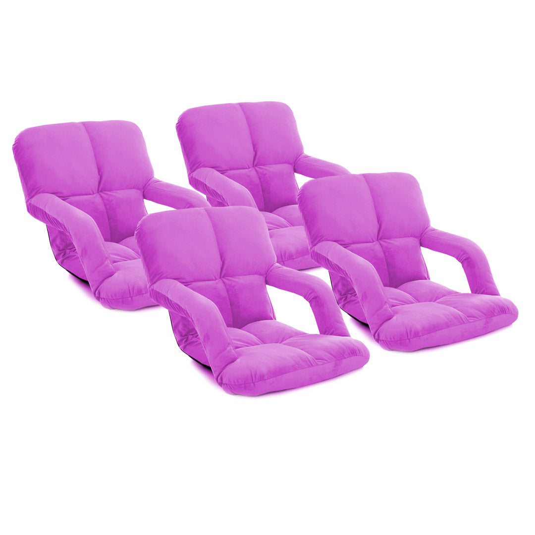 SOGA 4X Foldable Lounge Cushion Adjustable Floor Lazy Recliner Chair with Armrest Purple Purple