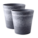 SOGA 2X 27cm Weathered Grey Round Resin Plant Flower Pot in Cement Pattern Planter Cachepot for Indoor Home Office Office