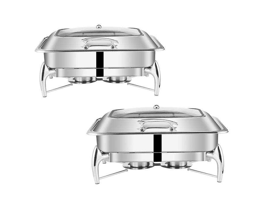 SOGA 2X Stainless Steel Rectangular Chafing Dish Tray Buffet Cater Food Warmer Chafer with Top Lid
