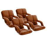SOGA 4X Foldable Lounge Cushion Adjustable Floor Lazy Recliner Chair with Armrest Coffee Coffee