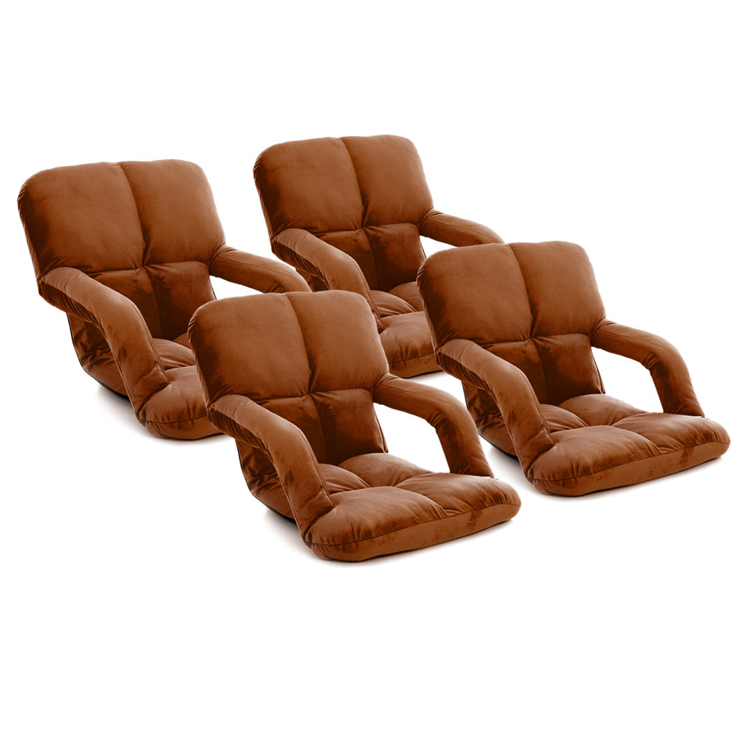 SOGA 4X Foldable Lounge Cushion Adjustable Floor Lazy Recliner Chair with Armrest Coffee Coffee