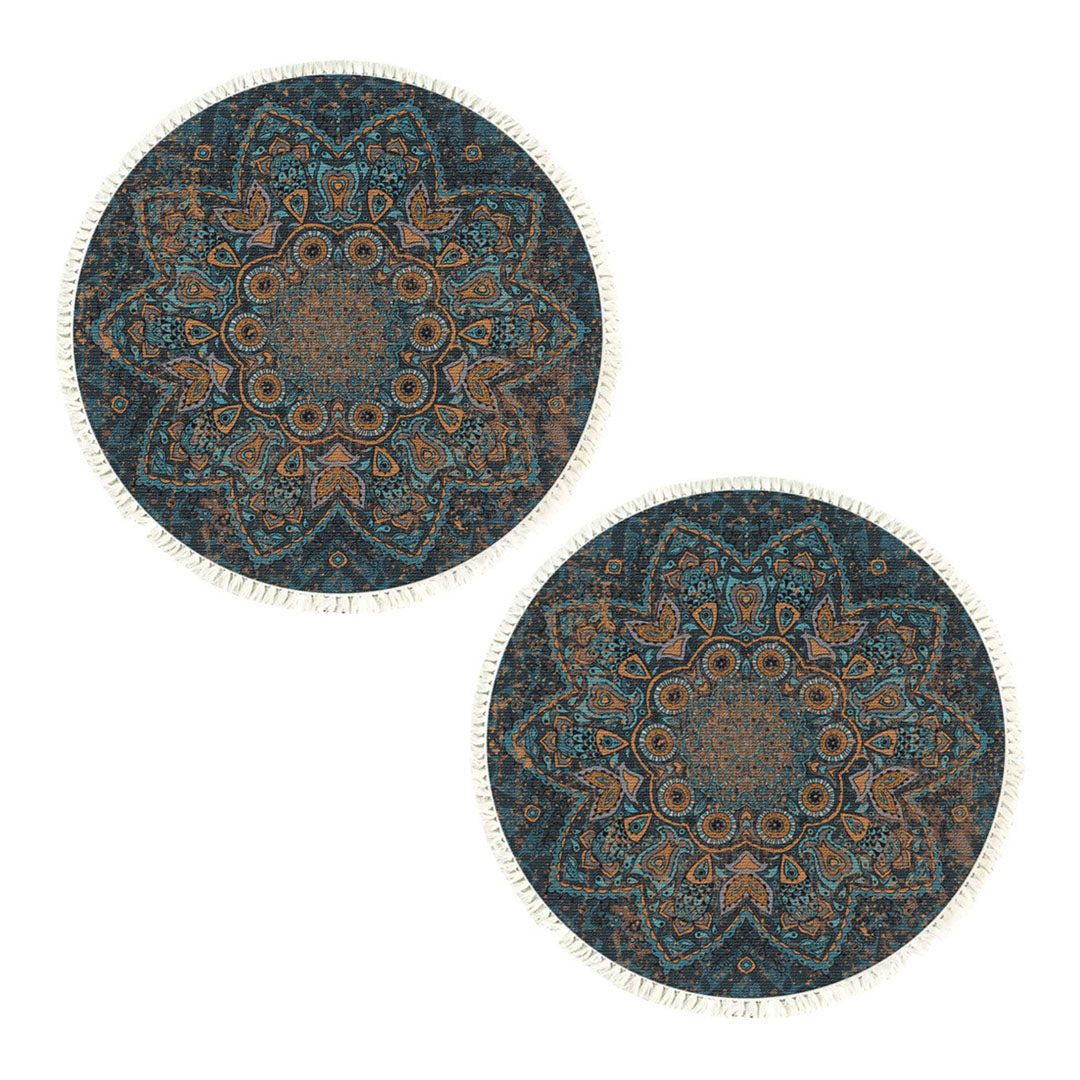 SOGA 2X 120cm Mandala Pattern Circle Area Rugs for Living Room Lounge, Anti-slip Doormat, Home Decor Decor