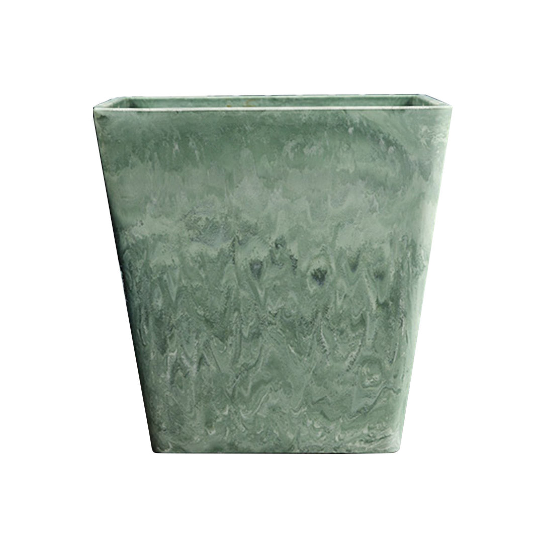 SOGA 27cm Green Grey Square Resin Plant Flower Pot in Cement Pattern Planter Cachepot for Indoor Home Office Office