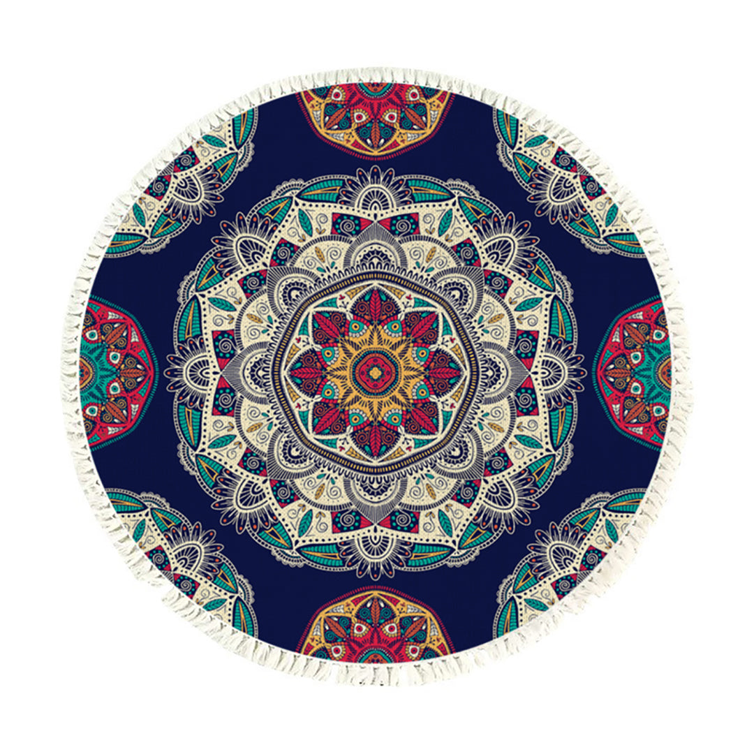 SOGA 90cm Round Rug Bohemian Circle Area Rug with Bohemian Geometric Pattern, Anti-slip Doormat, Home Decor