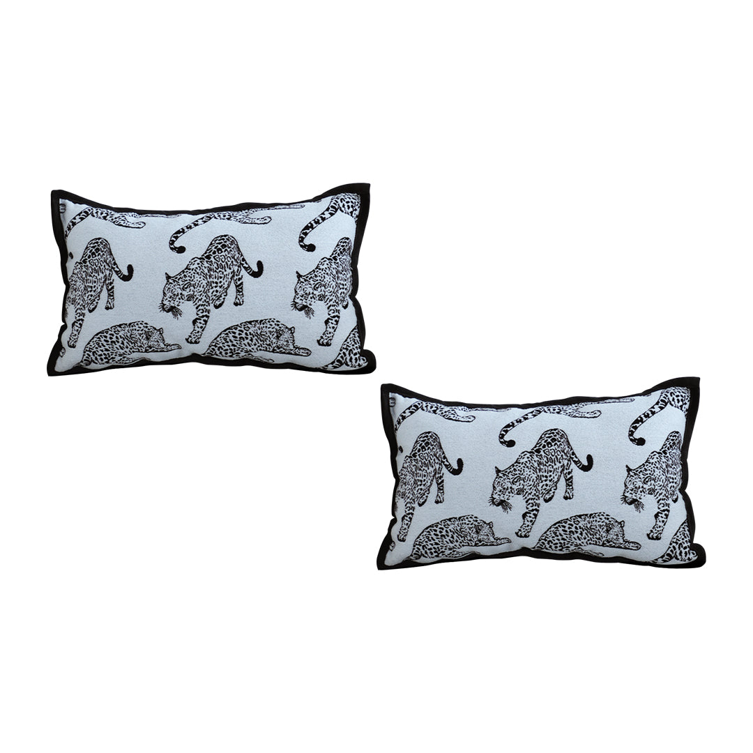 SOGA 2X 30cm Throw Pillow White &  Black Leopard Light Luxury Lumbar Decorative Cushion for Living Room