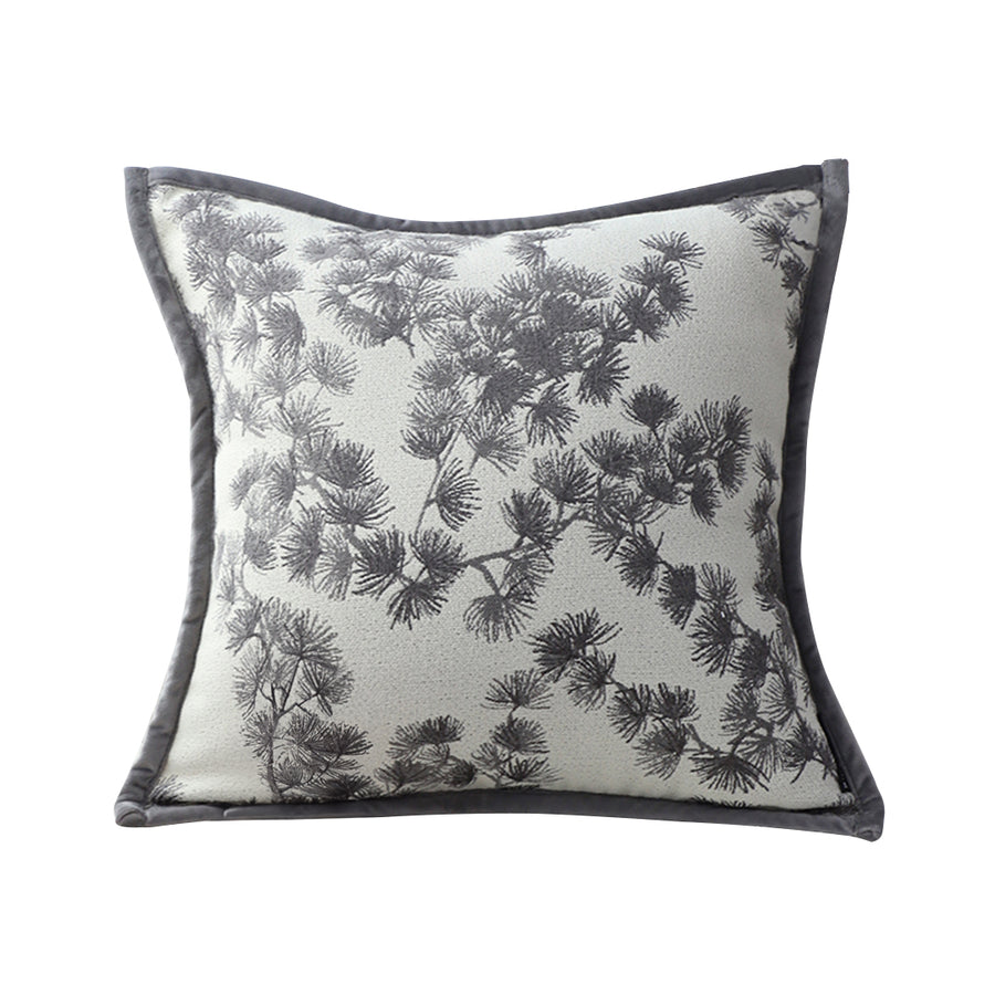 SOGA 45cm Throw Pillow Off White Wide Border with Branch and Pine Needle Design Pattern Home Decor