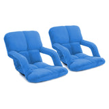 SOGA 2X Foldable Lounge Cushion Adjustable Floor Lazy Recliner Chair with Armrest Blue Blue