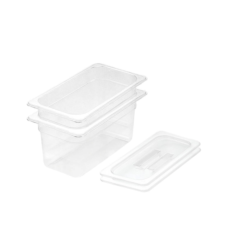 SOGA 150mm Clear Gastronorm GN Pan 1/3 Food Tray Storage Bundle of 2 with Lid