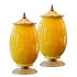 SOGA 2X 40cm Ceramic Oval Flower Vase with Gold Metal Base Yellow
