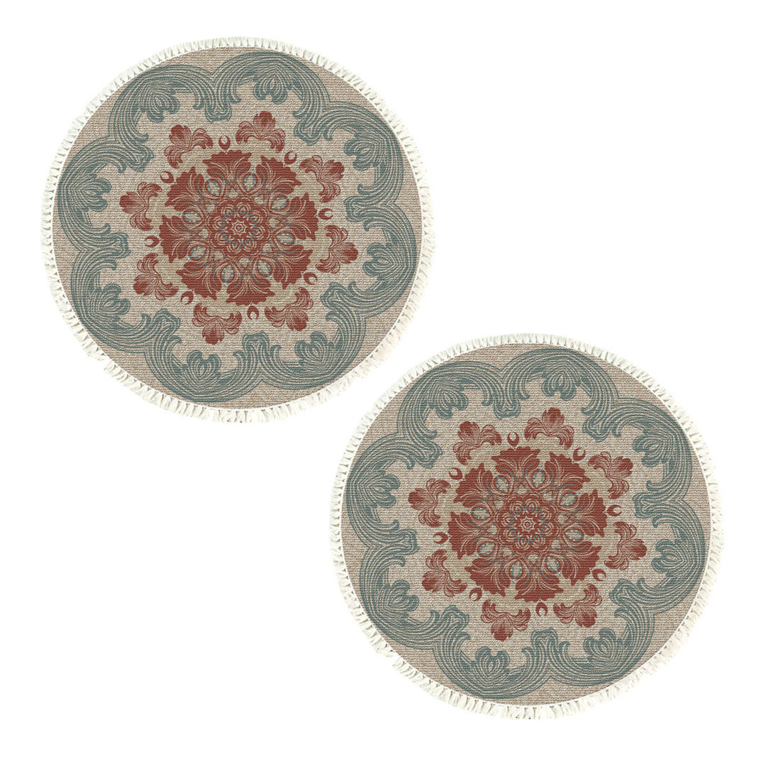 SOGA 2X 90cm Mandala Round Rug Boho Design Hippie Area Rug Anti-slip Doormat, Home Decor