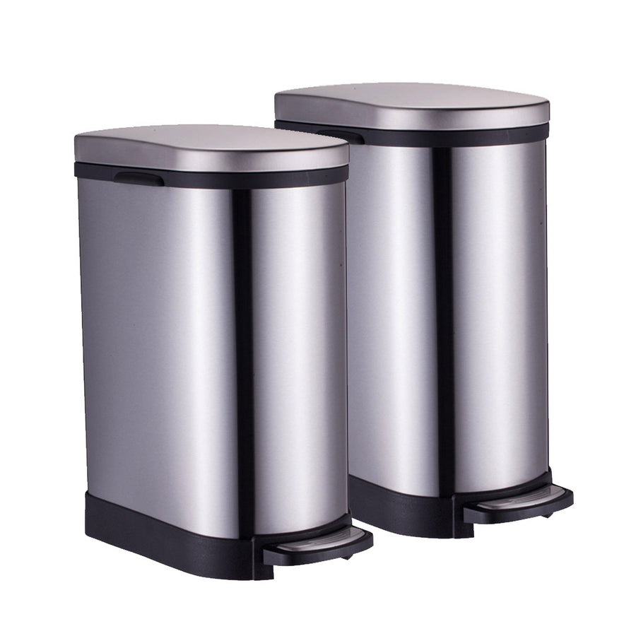 SOGA 2X Foot Pedal Stainless Steel Rubbish Recycling Garbage Waste Trash Bin 10L U