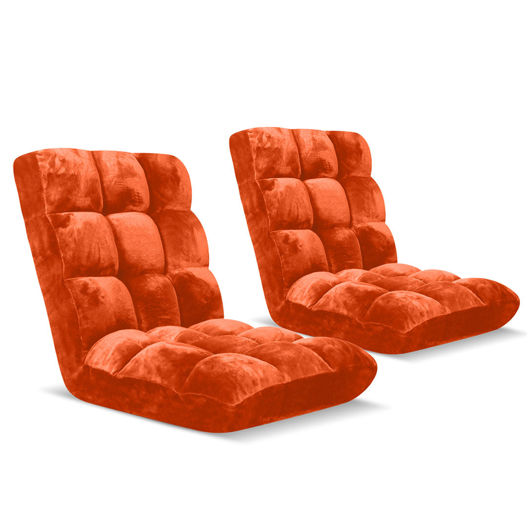 SOGA 2X Floor Recliner Folding Lounge Sofa Futon Couch Folding Chair Cushion Orange
