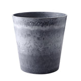 SOGA 27cm Weathered Grey Round Resin Plant Flower Pot in Cement Pattern Planter Cachepot for Indoor Home Office Office