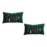 SOGA 2X 30cm Throw Pillow  Green Christmas Forest Embroidered Lumbar for Festive Holiday Cushion Home Decor