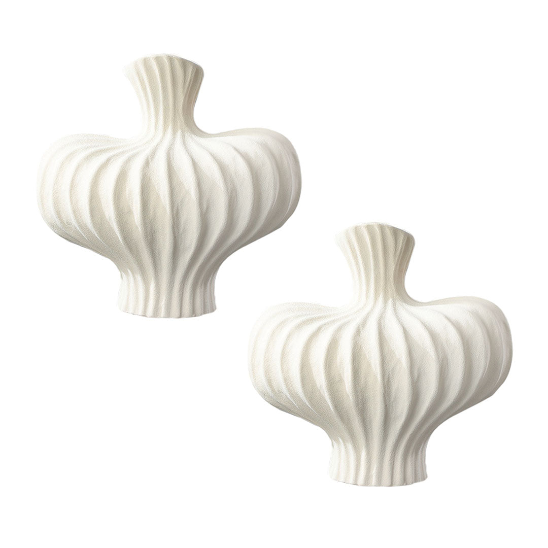 SOGA 2X 25X24cm Small Matte White Ornament Vases Countertop Decoration Accessories Porch Crafts Home Decor