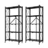 SOGA 2X 5 Tier Steel Black Foldable Kitchen Cart Multi-Functional Shelves Portable Storage Organizer with Wheels