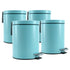 SOGA 4X 12L Foot Pedal Stainless Steel Rubbish Recycling Garbage Waste Trash Bin Round Blue
