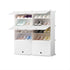 SOGA 5 Tier 2 Column White Shoe Rack Organizer Sneaker Footwear Storage Stackable Stand Cabinet Portable Wardrobe with Cover