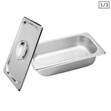 SOGA Gastronorm GN Pan Full Size 1/3 GN Pan 6.5 cm Deep Stainless Steel Tray With Lid