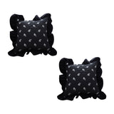 SOGA 2X 45cm Throw Pillow Black Ruffled Square Decorative Cushion for Rose Lovers Cozy Home Decor