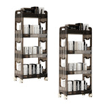 SOGA 2X 38x24cm Black 3 Tier Bookshelf & Cosmetic Storage Organizer Trolley Rack Rack