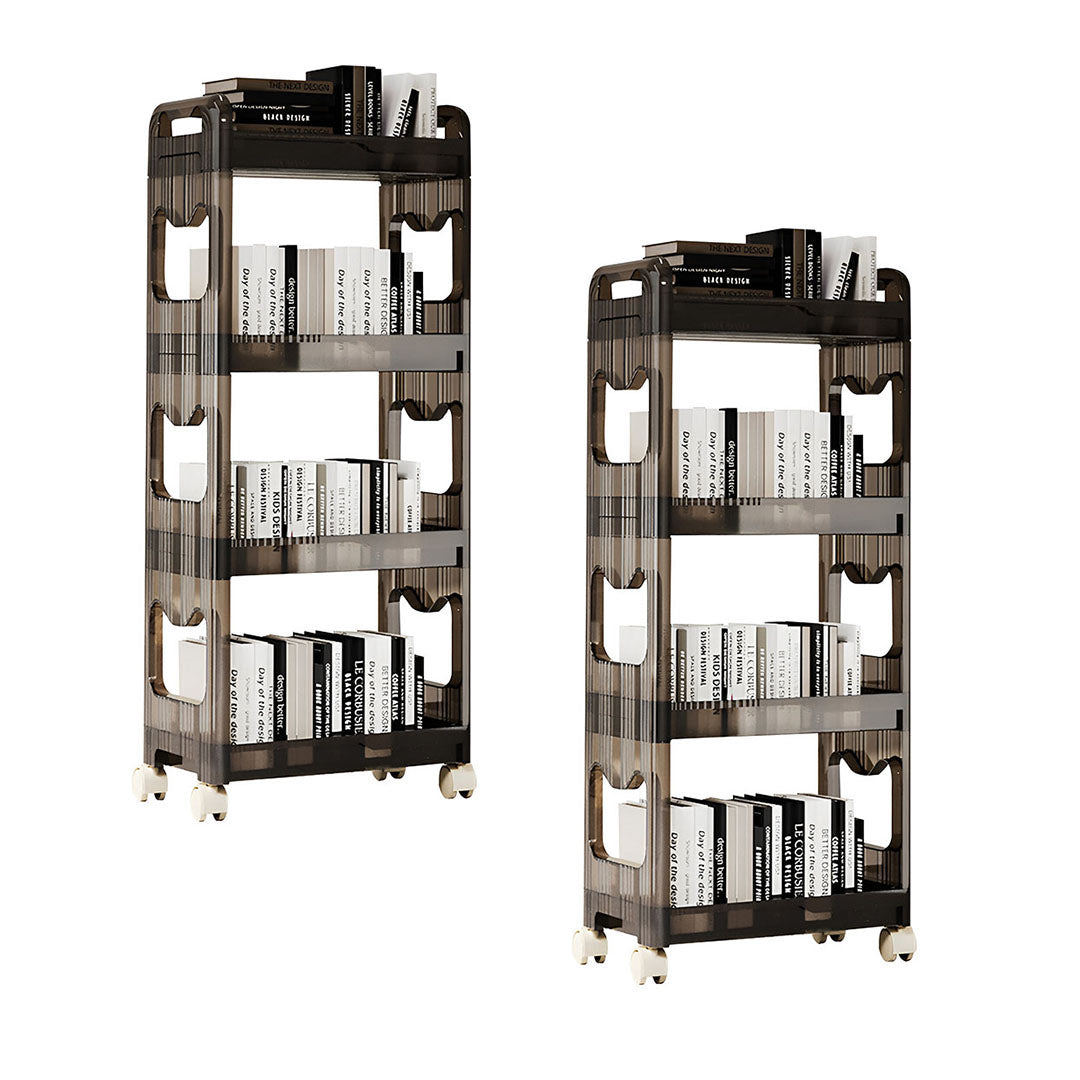 SOGA 2X 38x24cm Black 3 Tier Bookshelf & Cosmetic Storage Organizer Trolley Rack Rack