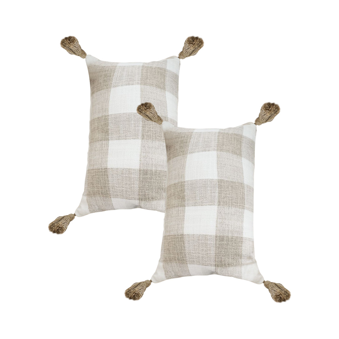 SOGA 2X 35CM Pillow Lumbar Cover Decorative Plaid Farmhouse Cushion Throw Pillow