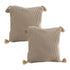 SOGA 2X 45cm Off-White Wabi-Sabi Raised Pillow Cotton Striped Large Tassel Square Pillow Throw Pillow