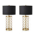 SOGA 2X Golden Hollowed Out Base Table Lamp with Dark Shade