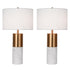 SOGA 2X 60cm White Marble Bedside Modern Desk Table Lamp Living Room Shade with Cylinder Base