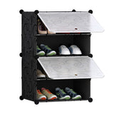 SOGA 4 Tier Shoe Rack Organizer Sneaker Footwear Storage Stackable Stand Cabinet Portable Wardrobe with Cover Cover