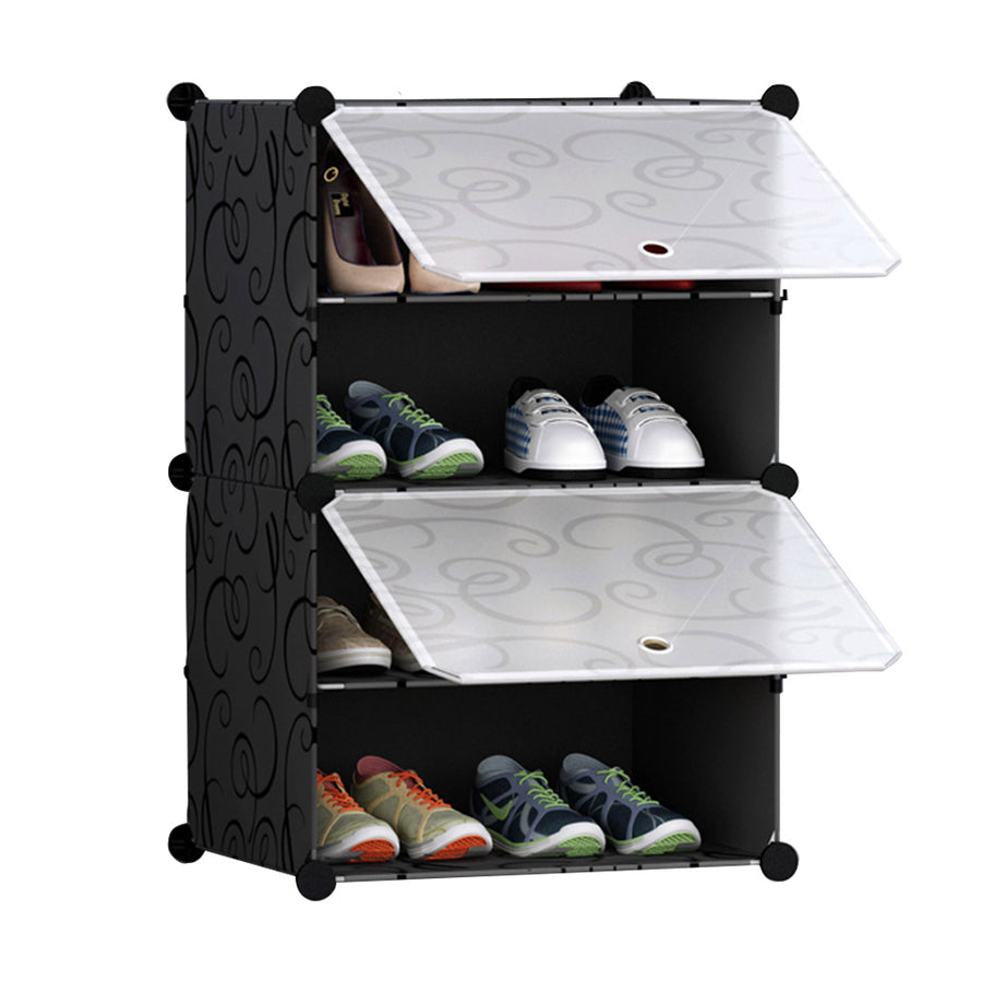 SOGA 4 Tier Shoe Rack Organizer Sneaker Footwear Storage Stackable Stand Cabinet Portable Wardrobe with Cover Cover