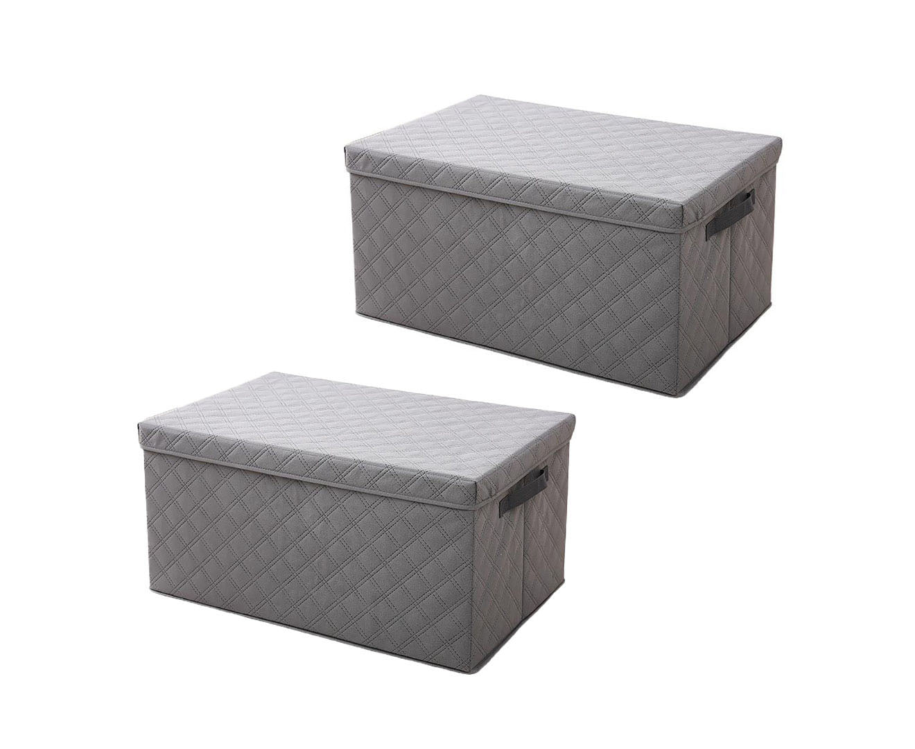 SOGA 2X Medium Grey Non-Woven Diamond Quilt Grid Fabric Storage/Organizer