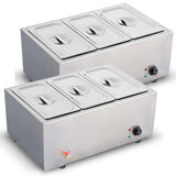SOGA 2X Stainless Steel 3 X 1/2 GN Pan Electric Bain-Marie Food Warmer with Lid