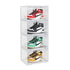 SOGA 4 Tier Transparent Portable Shoe Organiser Sneaker Footwear Folding Plastic Bin Stackable Storage Box with Magnetic Door