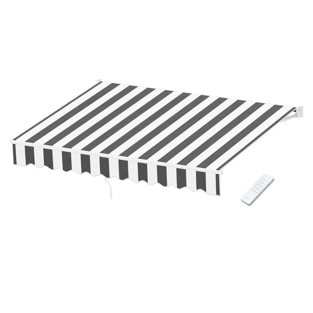 Instahut Retractable Folding Arm Awning Motorised Sunshade 2.5Mx2M Grey White
